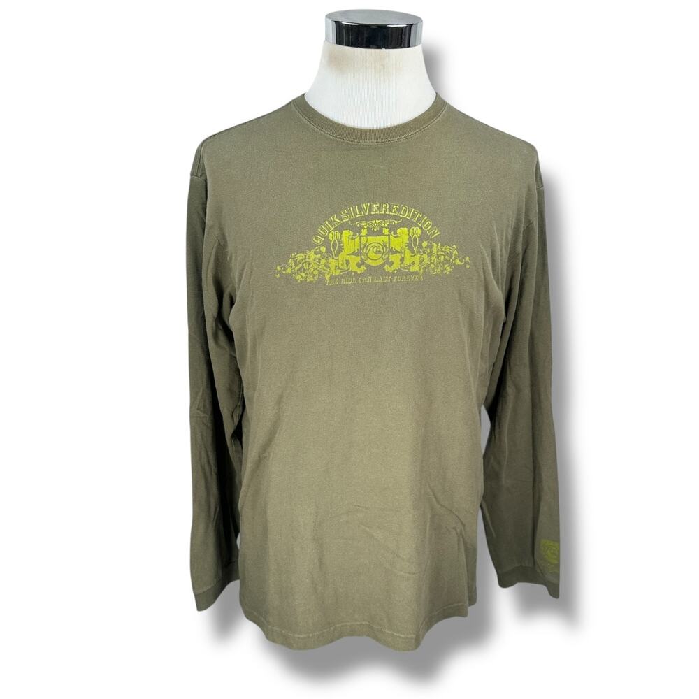 Vintage Quiksilver Edition‎ T-Shirt Men’s Large Green Cotton Long Sleeve Surfer
